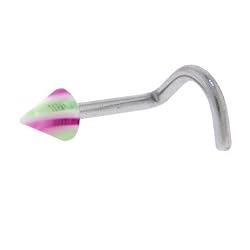 Green Purple Striped Cone Nose Ring