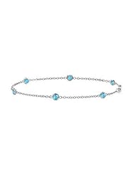 By The Yard Bracelet Link Swiss Created Created Blue Topaz with 0.60 Carat in 14K White Gold 7 I