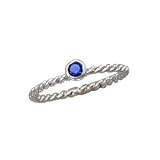 Stackable September Birthstone Ring Rhodium on Sterling Silver Rope Band