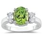 0.25 Cts Diamond & 0.37 Cts Peridot Ring in Platinum-5.5
