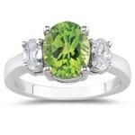 Click here to buy 0.25 Cts Diamond and 0.50 Cts Peridot Ring in 18K White Gold by MyPeridotJewelry.