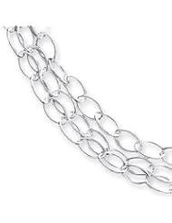 Sterling Silver 16inch Solid Polished Three Chain Fancy Necklace QH345-16"