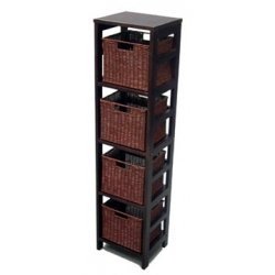 Espresso Narrow 4-Section Bookshelf