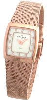 Skagen Slimline Mesh Crystal Rose Gold-tone Steel Square Mini Ladies Watch 380XSRR1