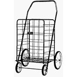 Folding Shopping cart with SOLID TIRES - (Black) -150 capacity