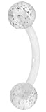 CLEAR Bioplast Glitter Eyebrow Barbells Body Jewelry