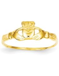 Genuine IceCarats Designer Jewelry Gift 14K Childs Polished Claddagh Ring Size 4.50