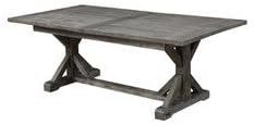 Janes Gallerie Butcher Block Gray Woodgrain Trestle Dining Table