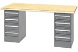 72 X 30 Shop Top Pedestal Workbench W/ 8 Drawers