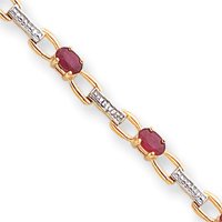 14k Diamonds and Rubies Fancy Diamond Ruby Bracelet - 7 Inch - Lobster Claw by JewelryWeb