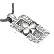 Lucky Club Poker Card Silver Tone Pewter Pendant Necklace