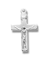 Crucifix Pendant, Sterling Silver with Chain