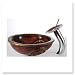 Ancient Burgundy Bathroom Sink and Matching Glass Waterfall Faucet Combo