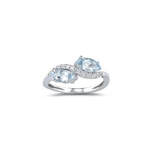 0.11 Ct Diamond and 0.88 Ct Aquamarine Ring in 18K White Gold. by