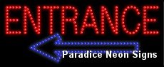 Entrance Left Arrow LED Sign 11 x 27