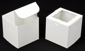 Goldas Kitchen Cake Box - 4 × 4 × 4 - Window - White - 10 pack