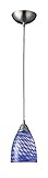 Elk 416-1S 1-Light Pendant In Satin Nickel and Sapphire Glass [並行輸入品]