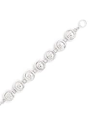 Sterling Silver 7.5 Inch Round Button Link Bracelet