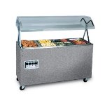 Vollrath T38947 - 4-Well Portable Hot Food Station, Storage Base, Walnut, 120 V