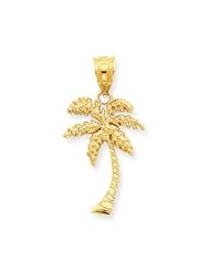 14k Yellow Gold Mini Palm Tree Fancy Pendant