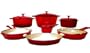 FancyCook 13 Piece Enameled Cast Iron Red Cookware Set