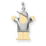 14k Two-tone Puffed Boy with Hat on Right Engraveable Pendant