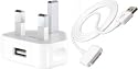 Genuine USB Mains Charger and Data Cable For Apple iPhone 2G, iPhone 3G, iPhone 3GS, iPhone 4G, iTouch, iTouch 2, iTouch 3, iTouch 4, iPod Nano, Nano 2, Nano 3, Nano 4, Nano 5, Nano 6, iPod Video, iPod Mini