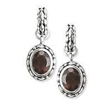 .925 Silver & Smoky Quartz Oval Earrings