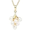 14k Gold Grape Shape Pearls Pendant with Chain