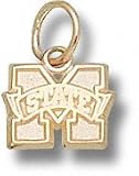 Mississippi State Bulldogs Solid 10K Gold ''M STATE'' 3/8'' Pendant
