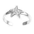 Sterling Silver Fashion Toe Ring - Starfish with Clear CZs - 2mm Band Width
