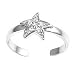 Sterling Silver Fashion Toe Ring - Starfish with Clear CZs - 2mm Band Width