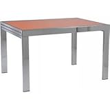 IMAGE OF Eurostyle Modern Duo Rectangular Dining Extension Table w/ Chrome Base & Orange Glass