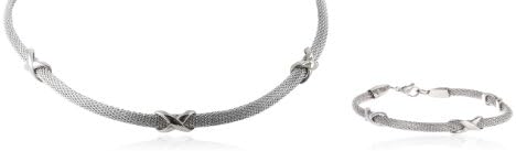 Stainless Steel Mesh Steel Knot Detailing Bracelet and Necklace Jewelry Set