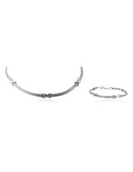 Stainless Steel Mesh Knot Detailing Mesh Bracelet and Necklace Jewelry Set