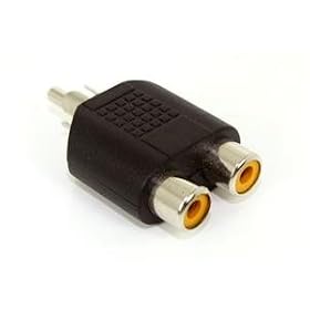 1 AV Male to 2 AV Female Digital Splitter Plug Adapter (Black)
