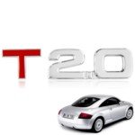 Car Displacement '2.0 T' 2000cc 3D Logo Chrome Badge Emblem Car Decal Sticker (Silver)