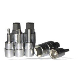 10 Pc. Hex Socket Set, Fits 3/8 and 1/2 Inch Dr., Metric.