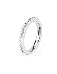 High Polished Stainless Steel Wedding Ring Ring for Women with Multi Clear... by 