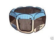 Blue Plaid Pet Tent Exercise Pen Playpen Dog Crate XS