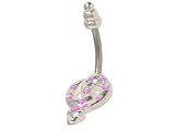 Snake Belly Button Ring with Pink Jewels