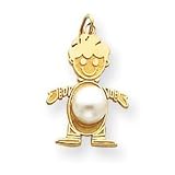 14k Pearl Boy Birthstone Charm - JewelryWeb