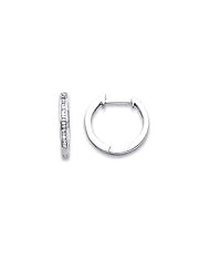 14k White Gold Baguette Diamond Hoop Huggie Earrings (G-H Color, I1 Clarity)