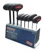Westward 2CYD1 T-Handle Hex Key Set, Flat End, SAE, 8 PC