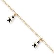 14k Enameled Penguin Anklet - 9 Inch