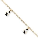14k Enameled Penguin Anklet - 9 Inch - JewelryWeb