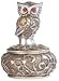 George S. Chen Imports SS-G-54365, 4 Inch Silver and Bronze Owl with Red Gems Trinket Box