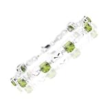 0.01 Ct Diamond & 8.16 Cts Peridot Bracelet in 14K White Gold