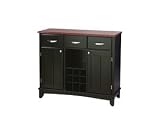 Home Styles Black Server with Cherry Wood Top 41.75x17x36.25-in.