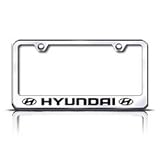 Chrome HYUNDAI License Plate Frame with 2 Bolt Screws and 2 Bolt Screw Covers by Hercules Car
